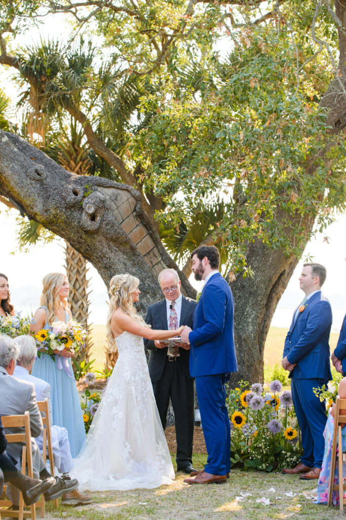 Lowndes Grove ceremony with couple at the altar