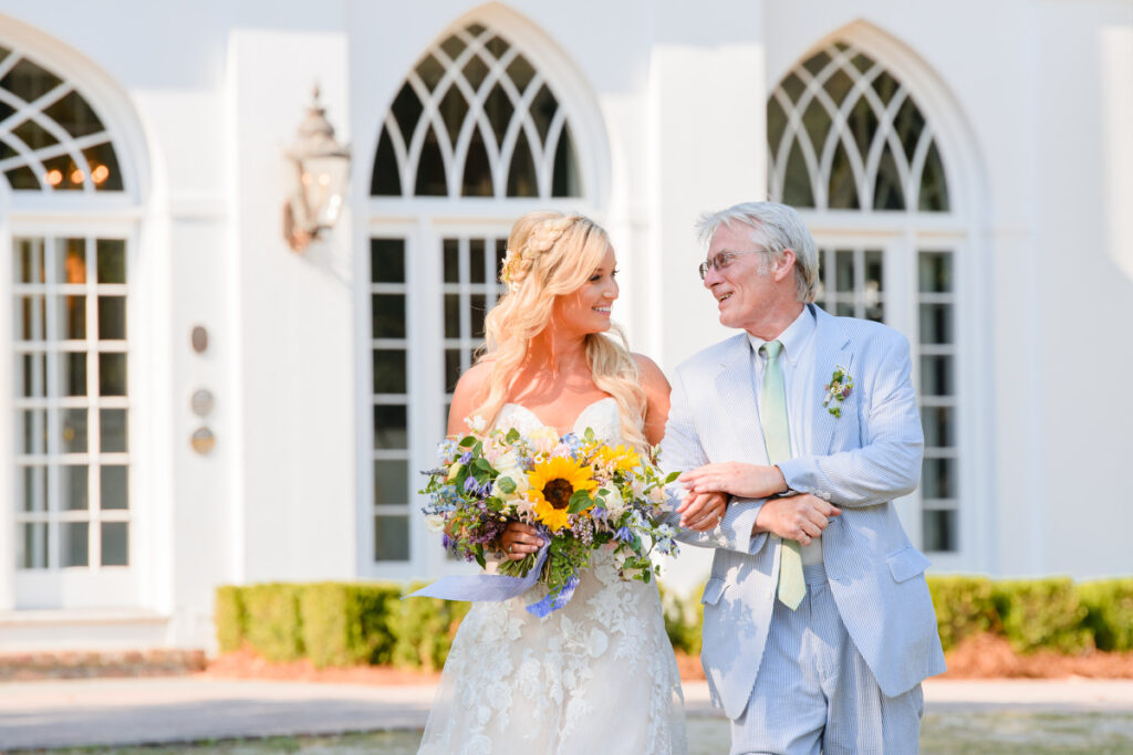 Lowndes Grove wedding bride and father walking down the aisle