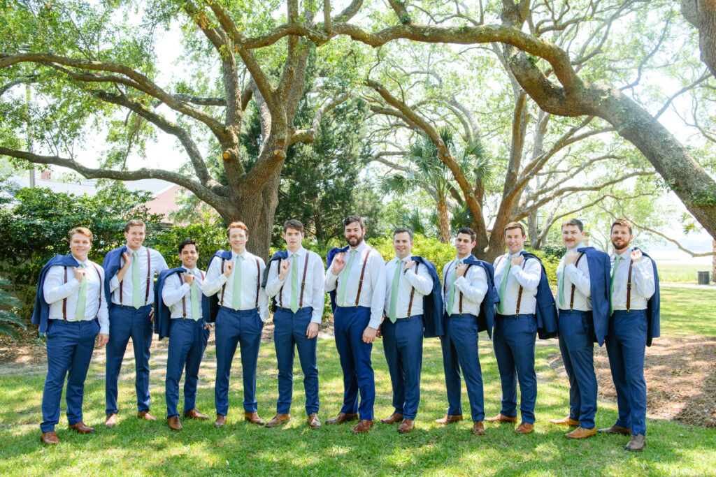 Lowndes Grove wedding groom and groomsmen