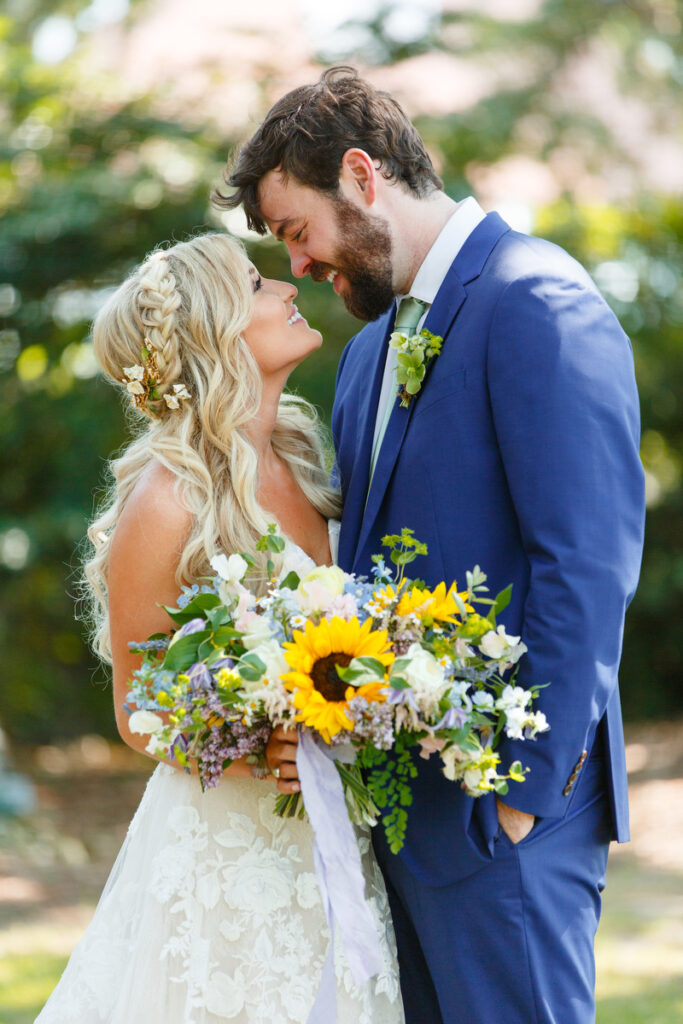 Lowndes Grove wedding bride and groom photo outside