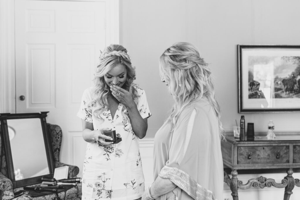 Lowndes Grove wedding bride's mother giving bride a gift