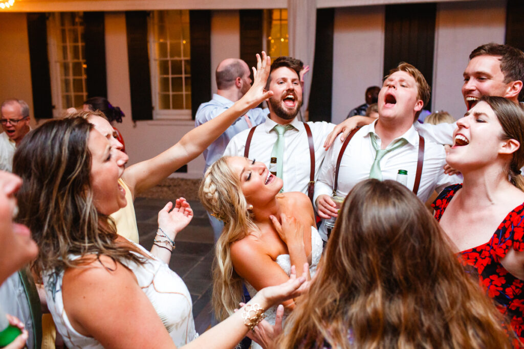 Lowndes Grove wedding reception dancing with bride and guests