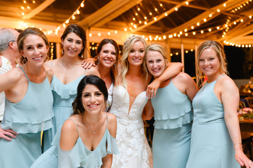 Lowndes Grove wedding bride with bridesmaids during reception