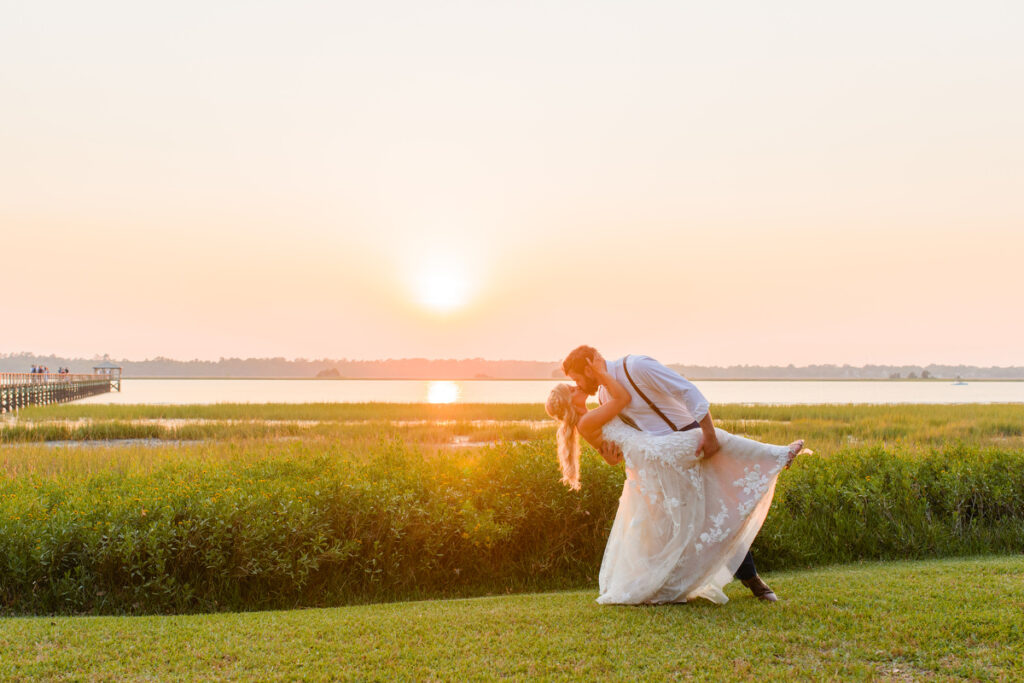 Lowndes Grove sunset kiss by the water