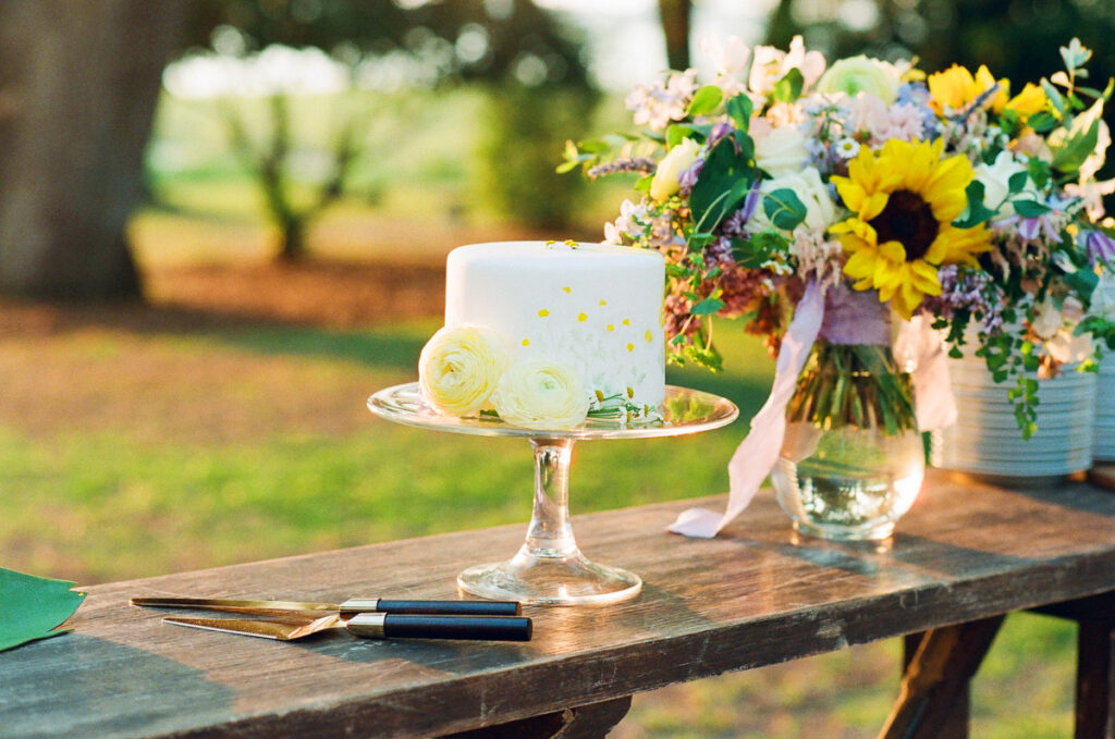 Lowndes Grove wedding cake with watercolor painting