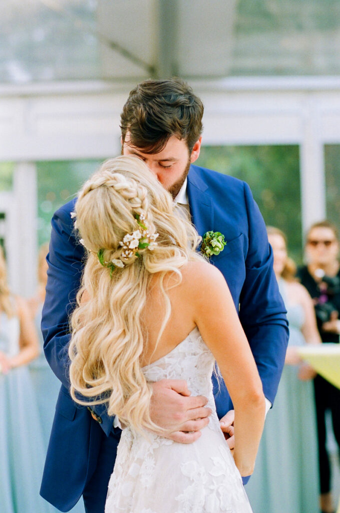 Lowndes Grove wedding bride and groom kiss after first dance