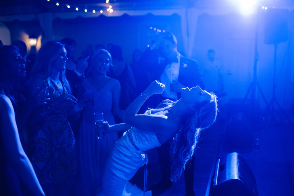 William Aiken House Wedding bride in ambient light while dancing