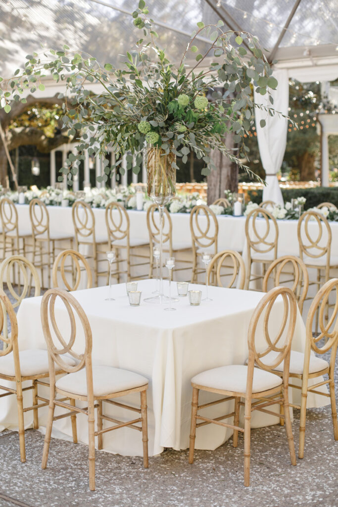 William Aiken House Wedding reception white linens and candles