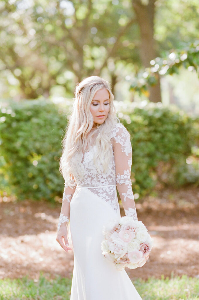 Westin Hilton Head wedding bridal portrait in lace gown