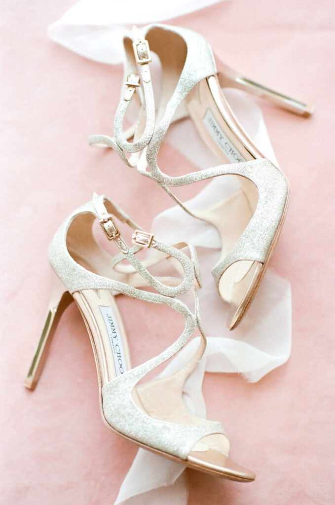 Westin Hilton Head wedding Jimmy Choo gold sparkle bridal shoes