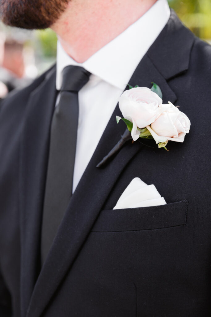 Westin Hilton Head wedding groom's pink rose boutonniere