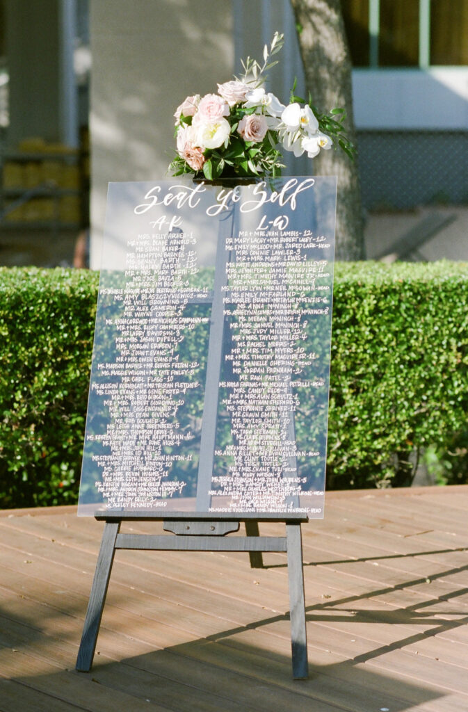 Westin Hilton Head wedding custom calligraphy seating assignment sign