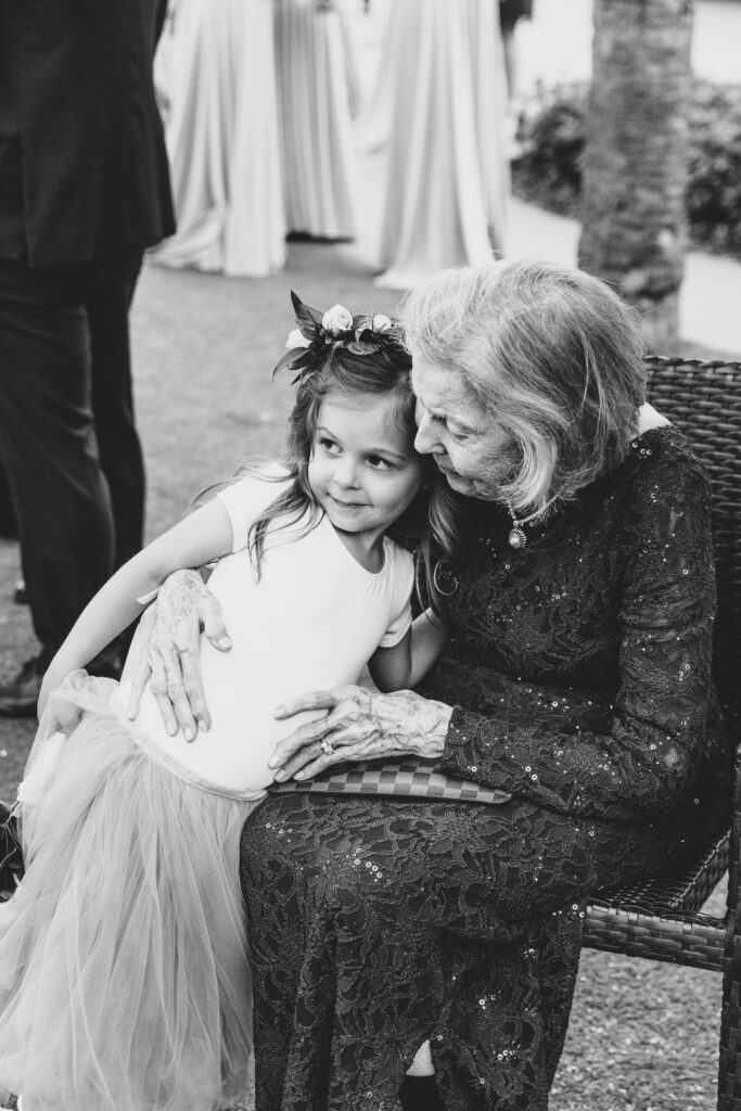 Westin Hilton Head wedding grandmother hugging flower girl