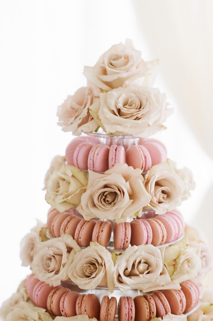 Westin Hilton Head wedding rose and pink macaroon tower