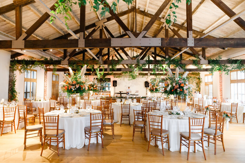 Reception setup at the Trolley Room at a Cannon Green Wedding