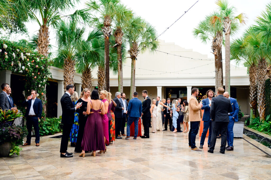 Courtyard during cocktail hour at a Cannon Green Wedding