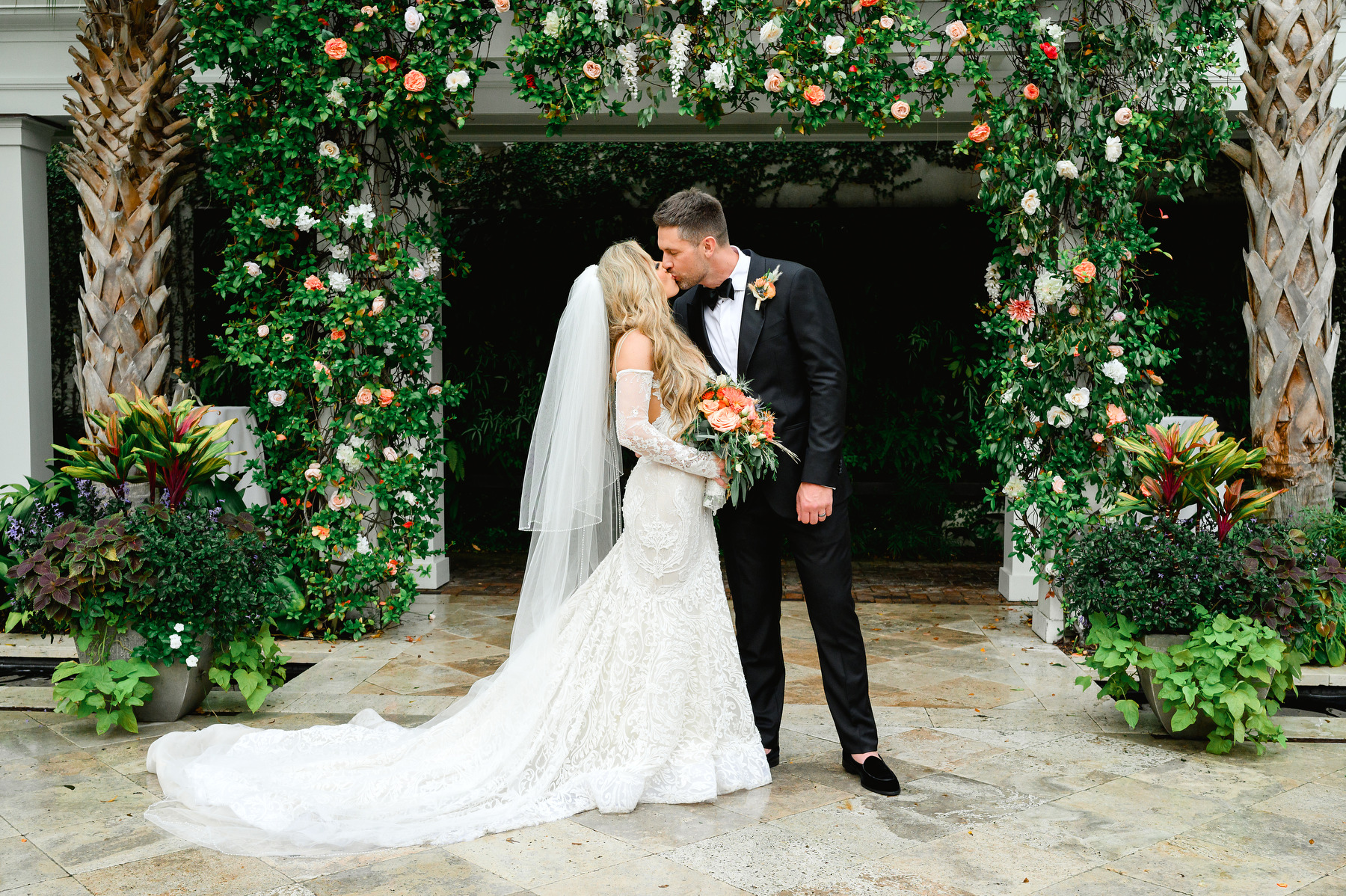 Charleston wedding venue Cannon Green newlyweds pose for a portrait