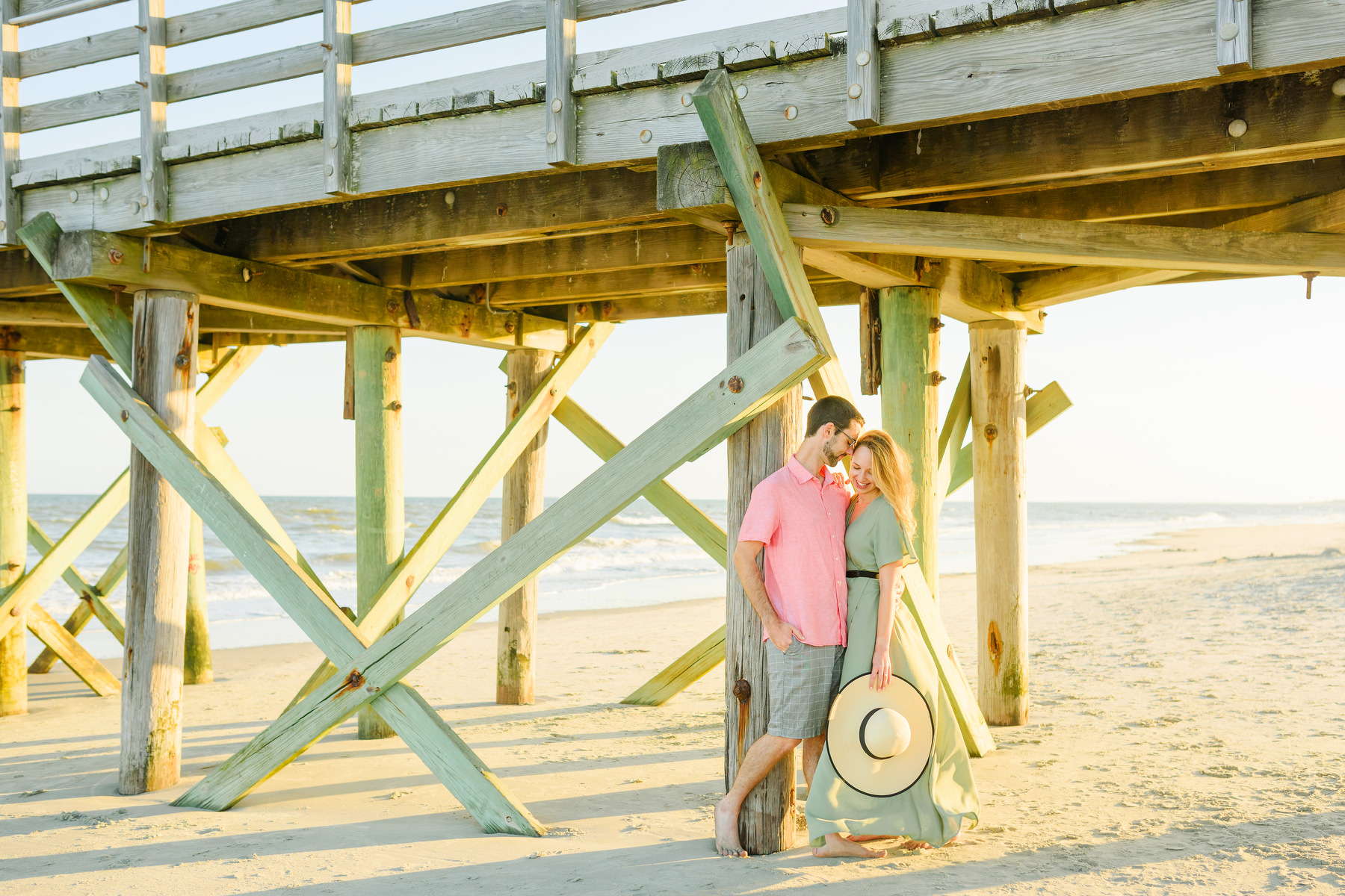 Isle of Palms engagement photographer beach pier photo