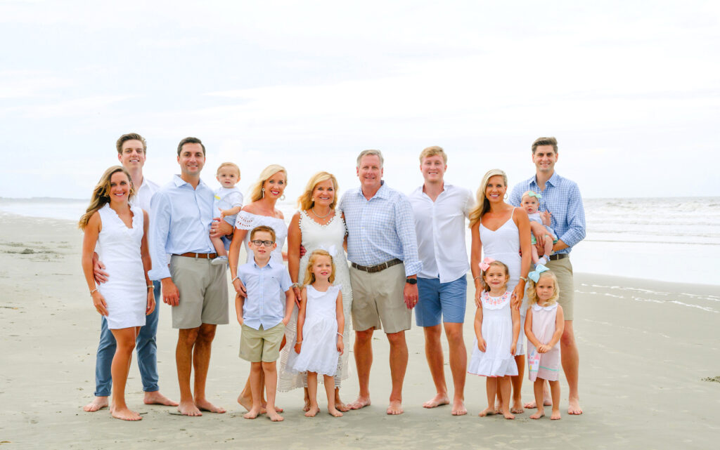 Multi-generational family posing Kiawah beach family photo