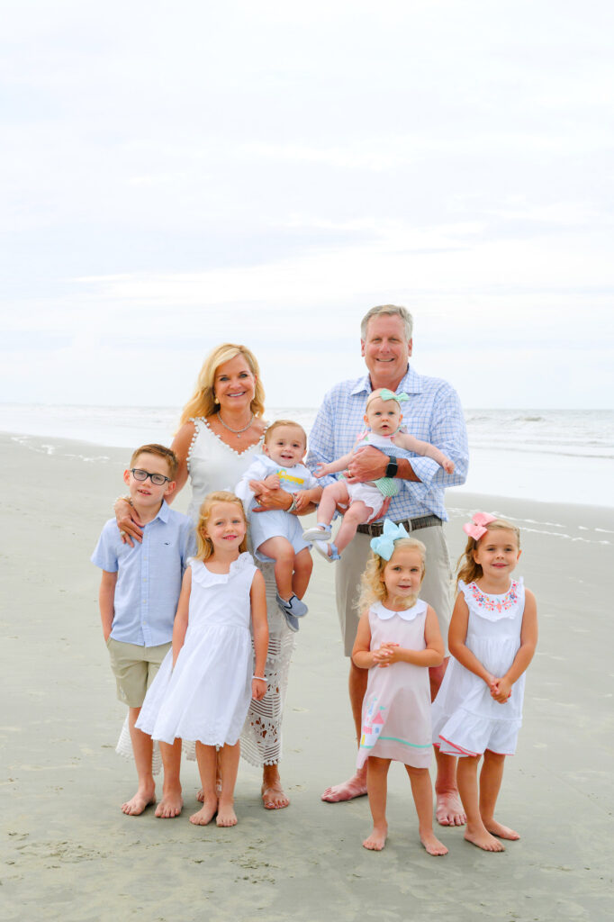 grandparents with their grandchildren during a Kiawah beach family photo