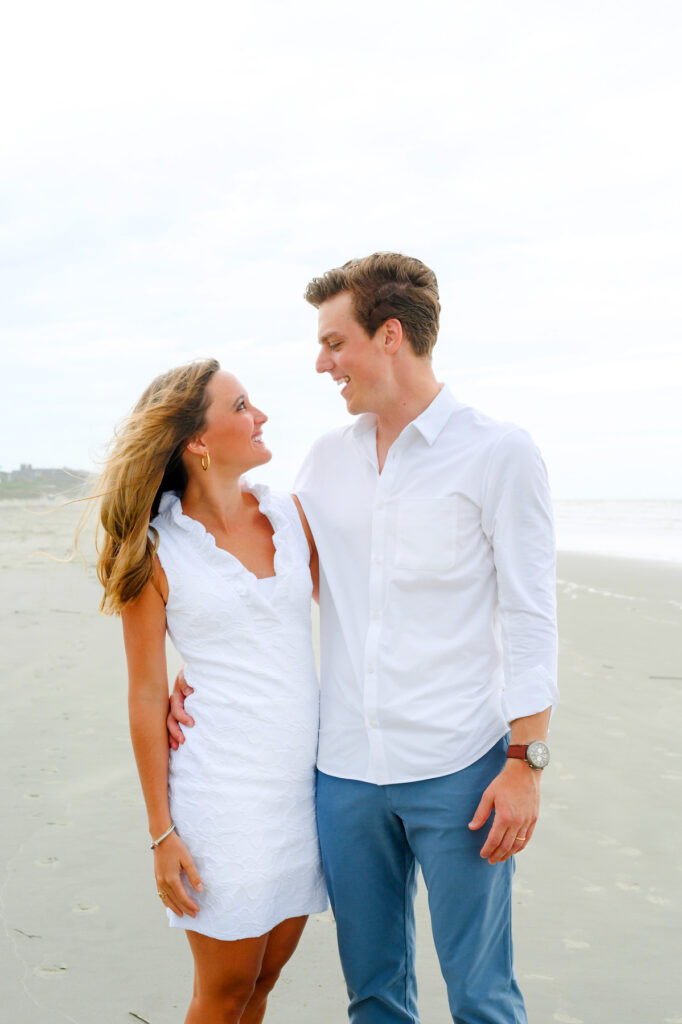 Kiawah beach family photo with a newlywed couple