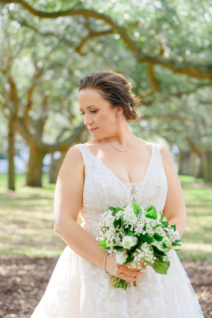 Cedar Room wedding portrait of the bride at White Point Gardens