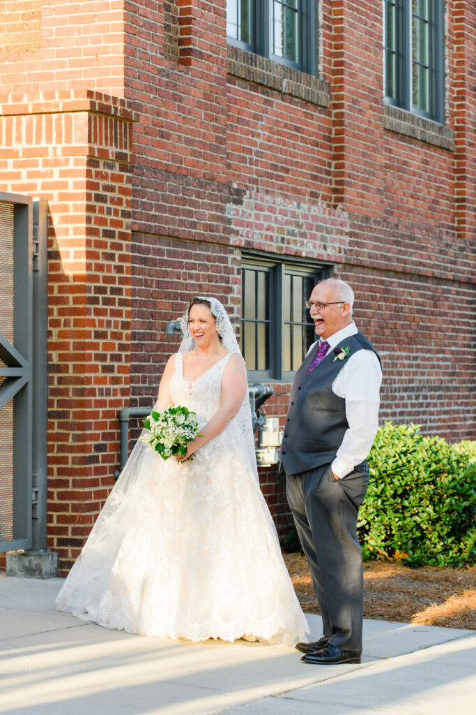 Cedar Room wedding of the bride and her father before walking down the aisle