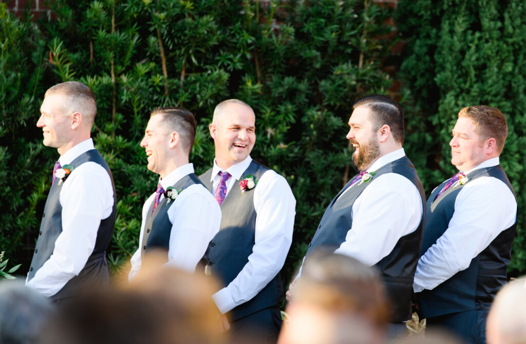 Cedar Room wedding of the groomsmen during the ceremony