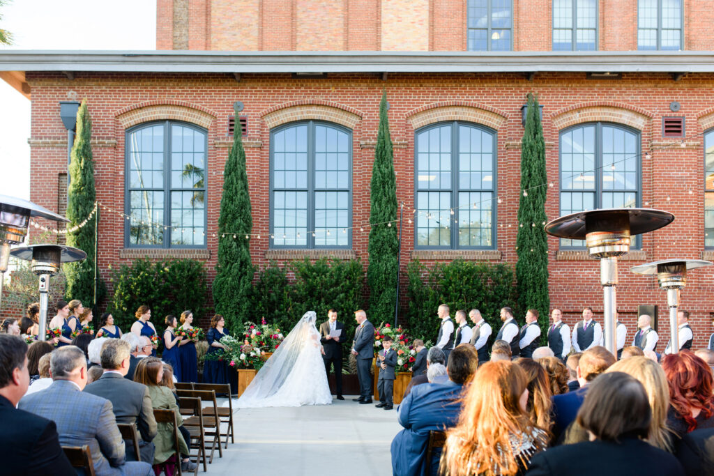 Cedar Room wedding ceremony in courtyard